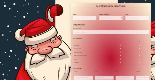 Secret Santa Questionnaire template