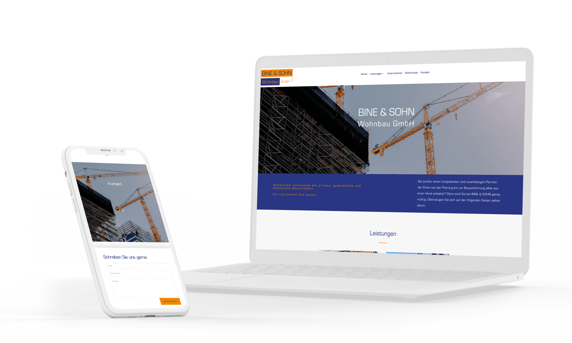 Website für Wohnbaufirma Mockup Website für Wohnbaufirma Mockup