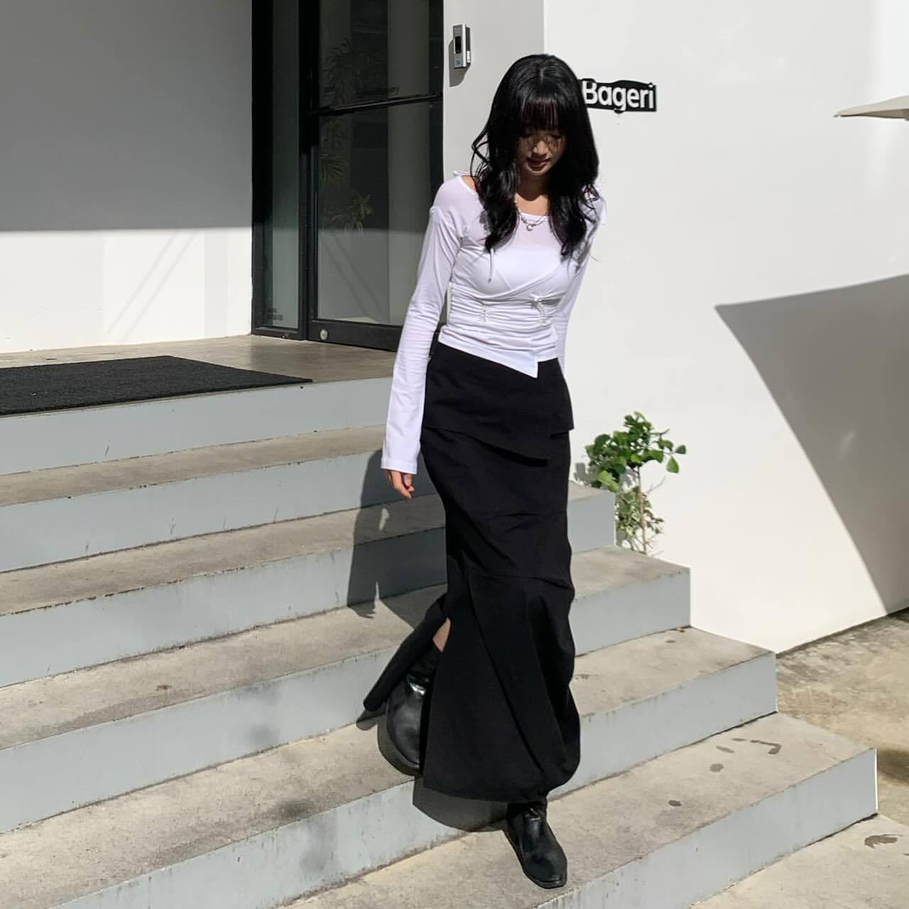 ★FLAREUP★DRAPE LAYERED MAXI SKIRT FL-238 Drape Layered Maxi Skirt (FL-238_Black) - FLAREUP | 60