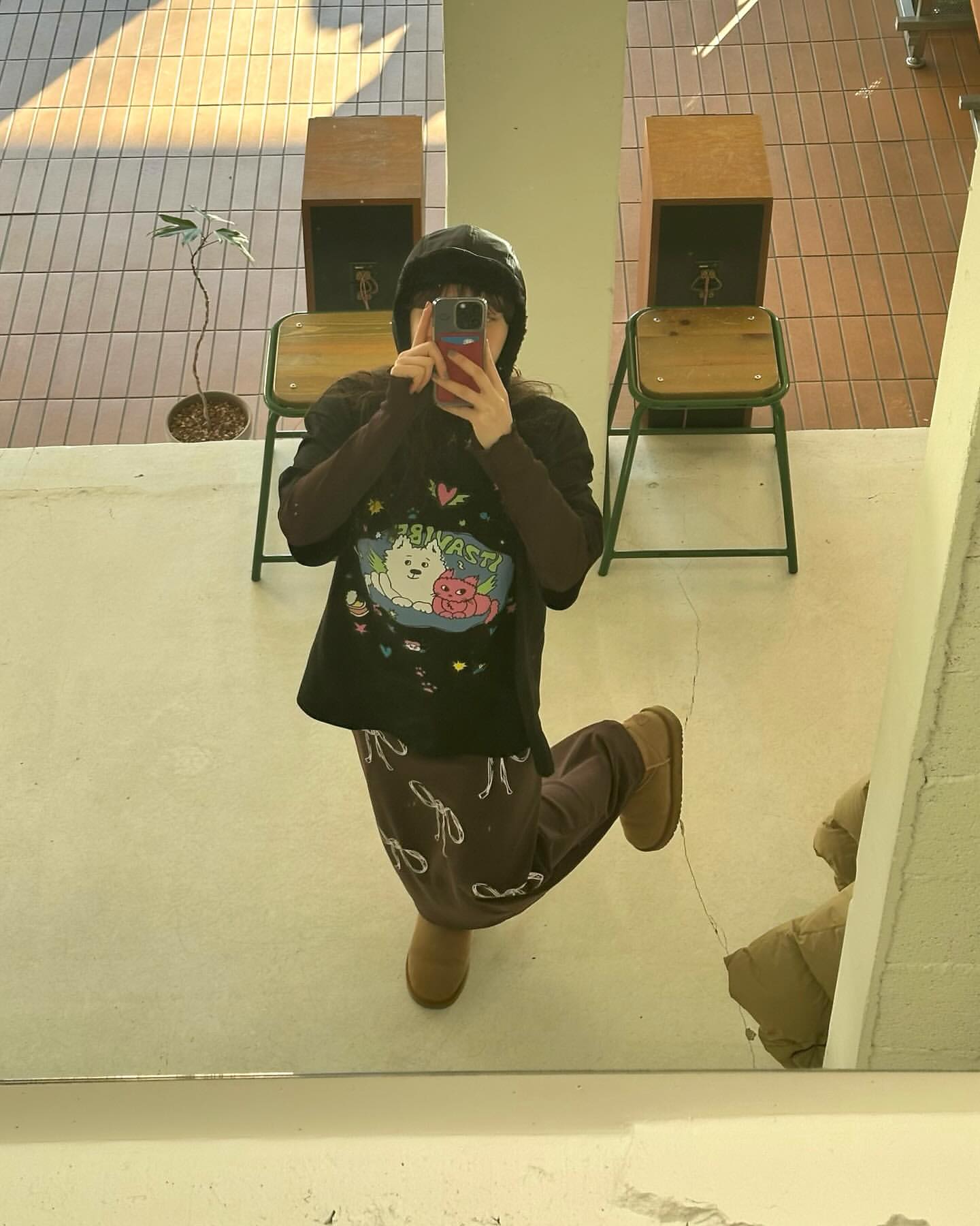 ◆ITZAVIBE◆ CATDOG IN SWEET  T SHIRT BLACK ITA25UT02BK CAT&DOG IN SWEET HOME T SHIRT - BLACK - ITZAVIBE | 60