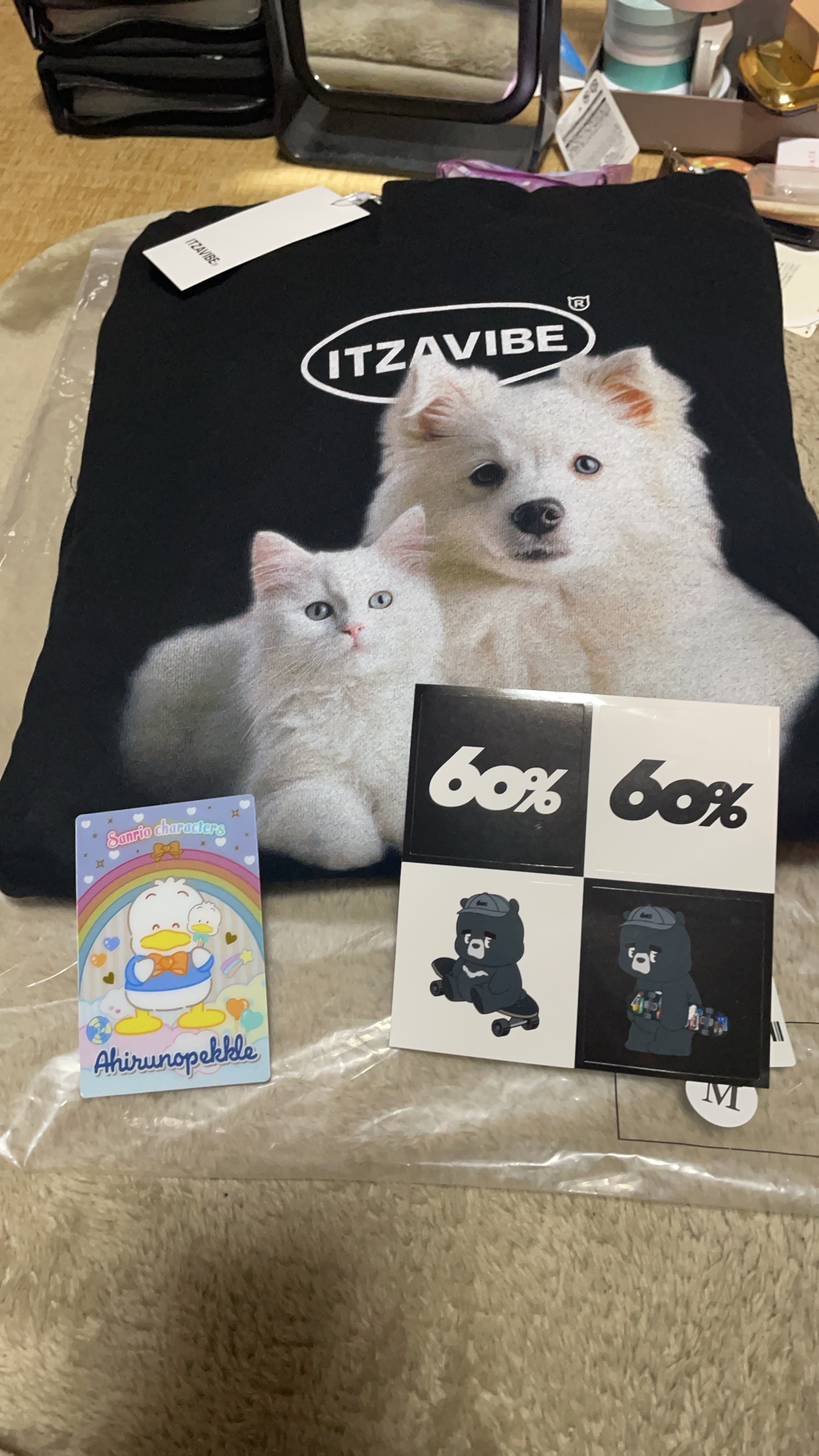 ITZAVIBE キャット&ドッグフレンズフーディー M タグ付き IBA24UHD01BK] CAT&DOG FRIENDS HOODIE - ITZAVIBE