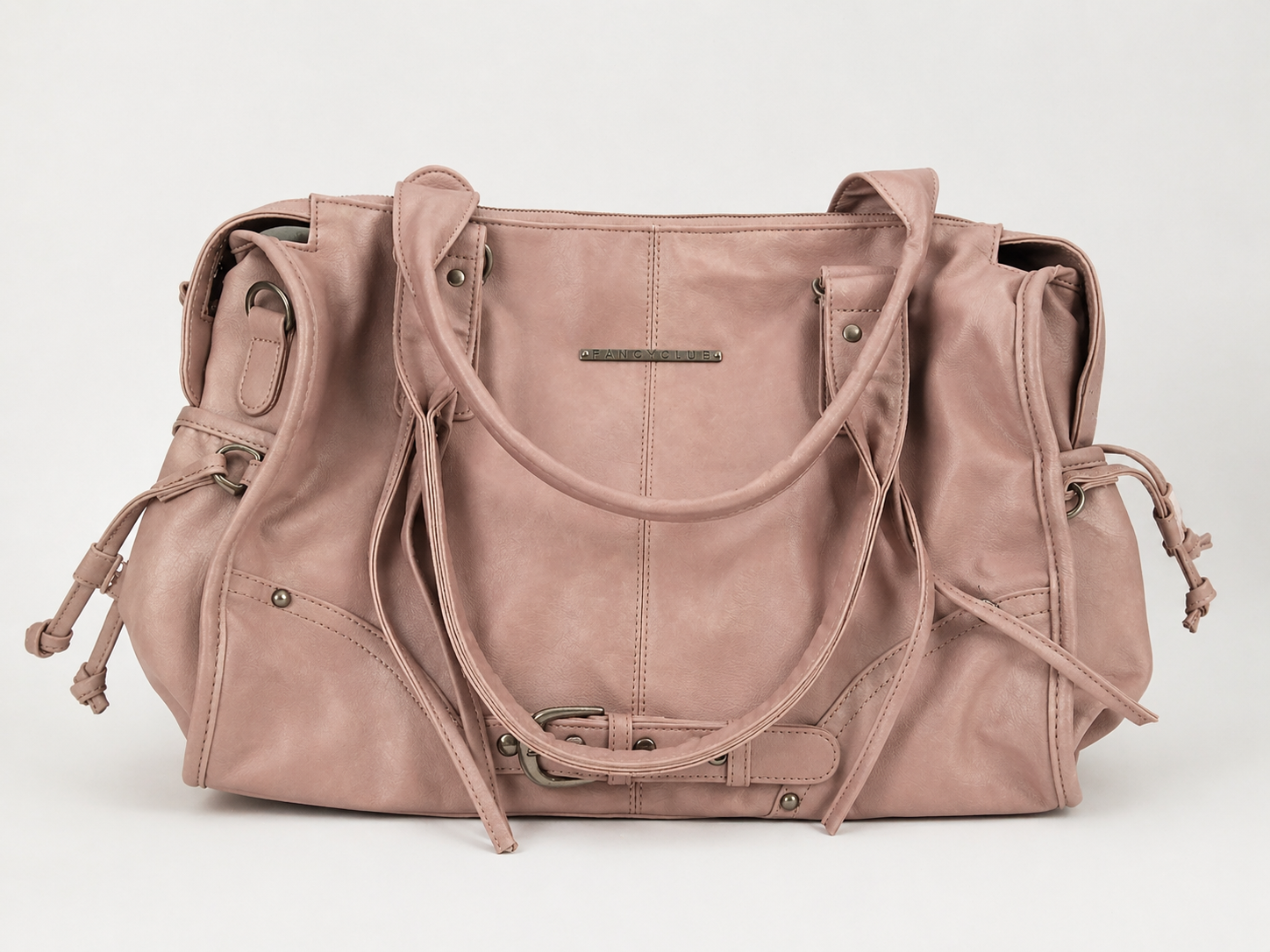 ベルト付きウォッシングレザーバッグ (Baby Pink) F25QE990 - FANCY