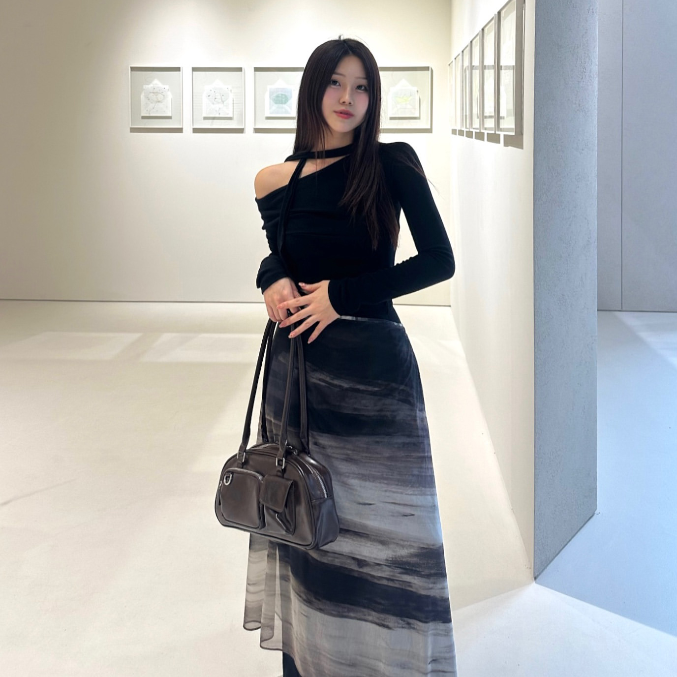 Sheer Jovian Wrap Skirt (FL-240_Brown) - FLAREUP | 60