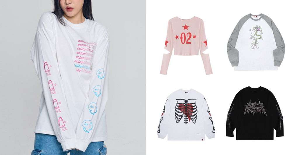 袖もオシャレに！スリーブプリント長袖Tシャツ-eyeCatch