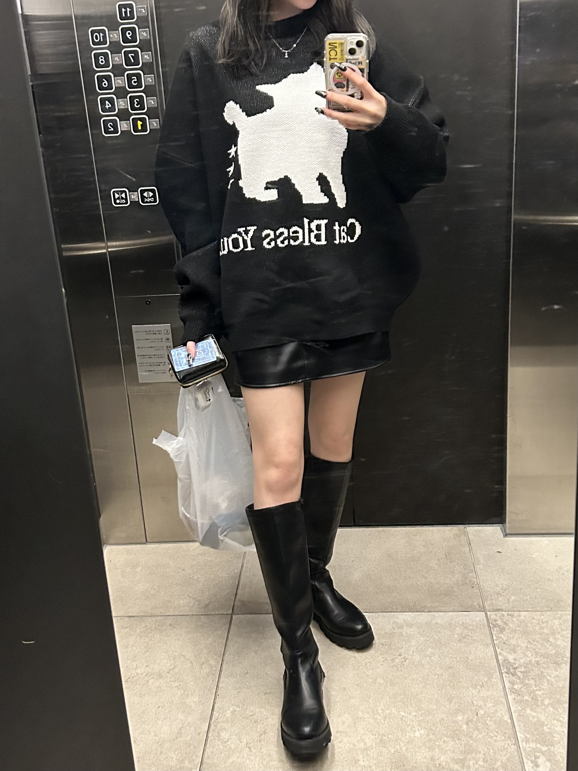 黒ニットです♡ オーバーサイズダメージニット 黒2 XU u:ume zara セーター y2k