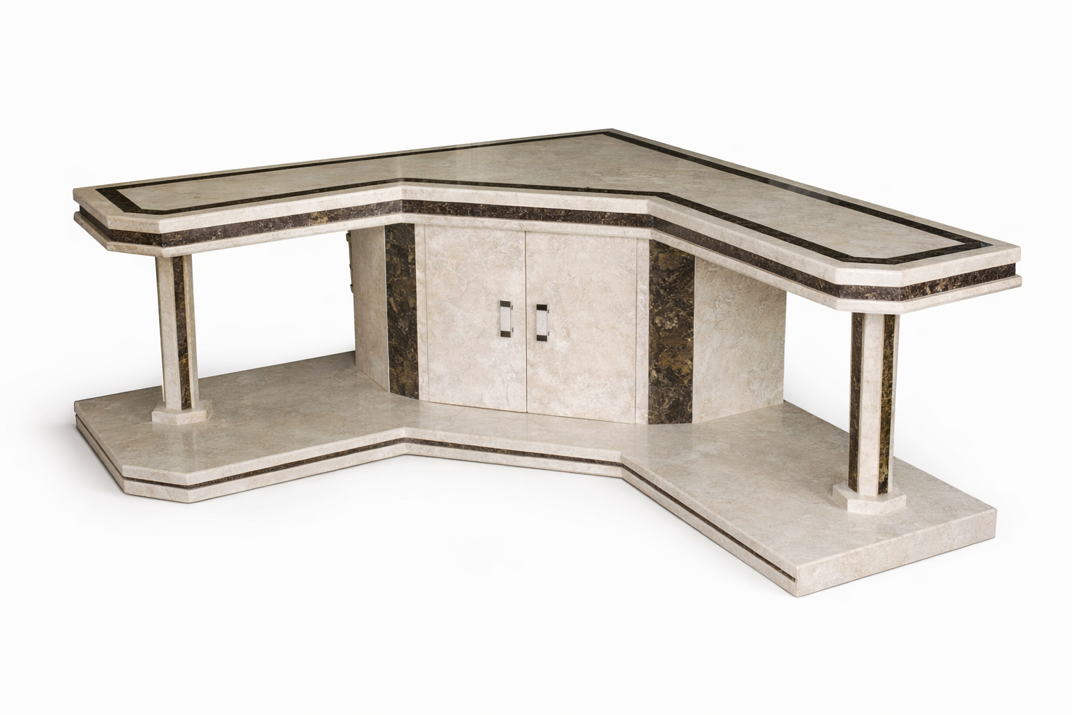 Elegant L- shaped corner console Cabinet