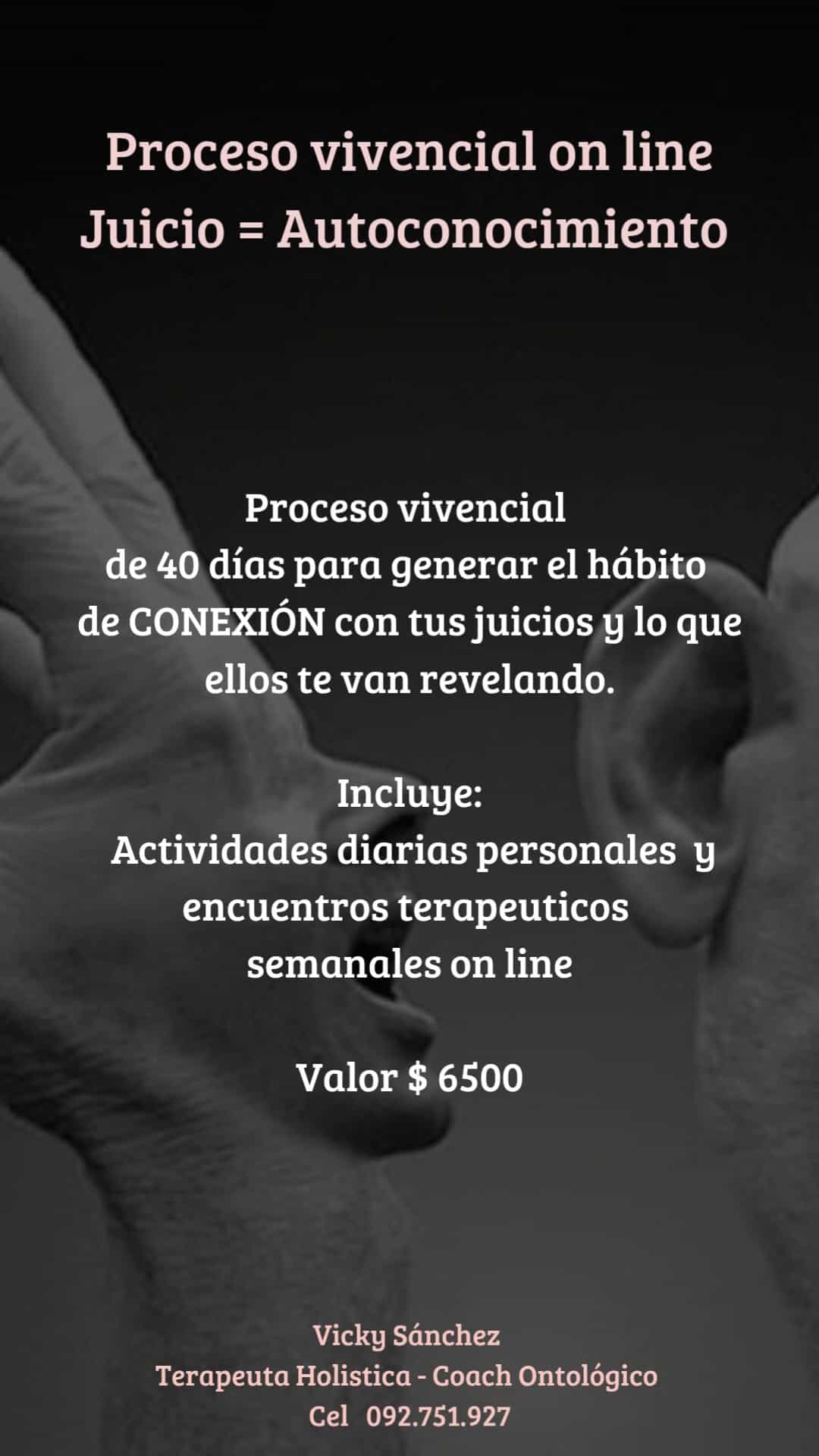 Proceso vivencial on line sobre Juicios con Vicky Sanchez terapeuta holística