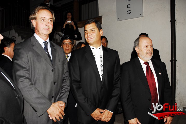 Francisco de la Maza (Alcalde de Las Condes), Rafael Correa (Presidente de Ecuador), Francisco Borja (Embajador de Ecuador)
