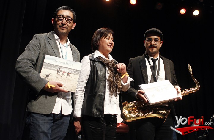Sergio Seguel, Director de Trabajo pa la casa, Angélica Alarcón, Gerente de Fundación Telefónica, Andrés Pérez, autor de la banda sonora del documental