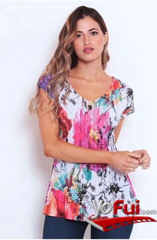 Blusa floreada manga corta