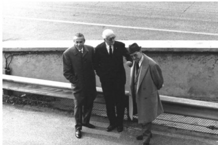 Enzo Ferrari con Carlo Abarth (a dx) e E. Dragoni, Monza 1967