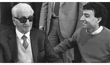 Enzo Ferrari e Michele Alboreto bn