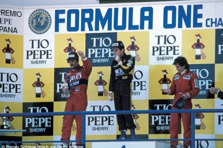 F1 GP Spagna 1986 podio Senna Mansell e Prost