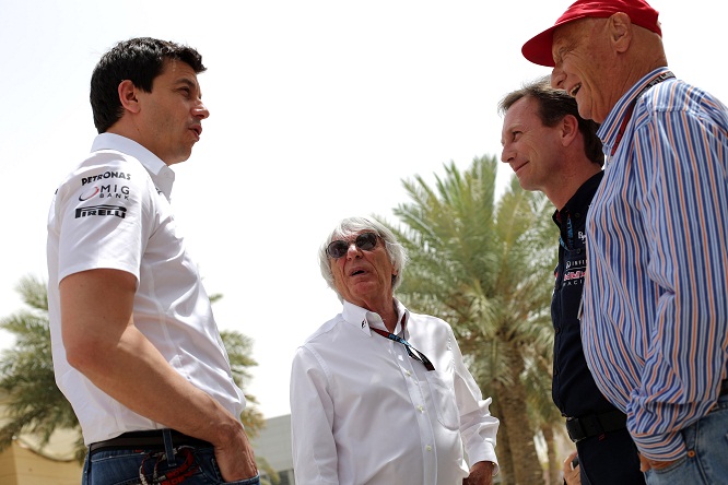 Bahrain Grand Prix, Sakhir 18-21 April 2013 Lauda Horner Ecclestone Wolff