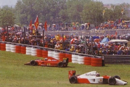 Prost Berger uscita di pista GP San Marino 1991