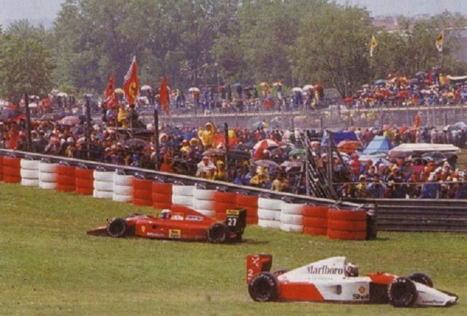 Prost Berger uscita di pista GP San Marino 1991