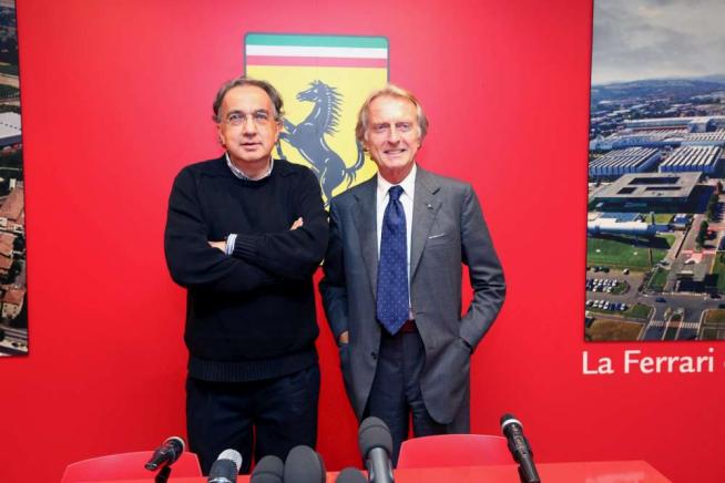 Marchionne Montezemolo conferenza stampa Ferrari