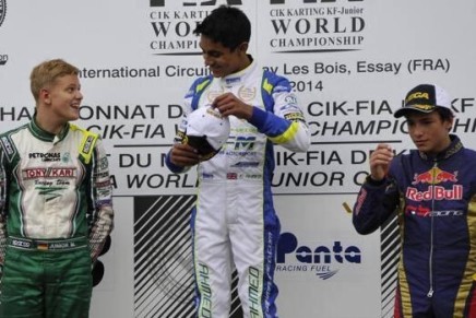 Mick Schumacher podio Mondiale Kart KF Junior 2014