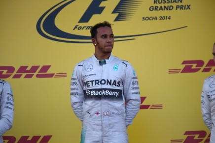 12.10.2014- Podium, winner Lewis Hamilton (GBR) Mercedes AMG F1 W05,