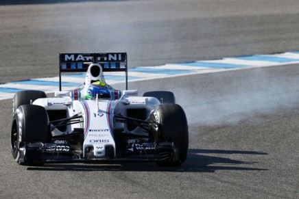 Felipe Massa (BRA) Williams FW37 locks up under braking. 04.02.2015.