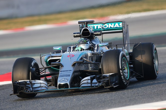 Nico Rosberg (GER) Mercedes AMG F1 W06 running sensor equipment. 20.02.2015.