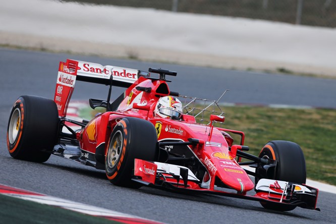 Sebastian Vettel (GER) Ferrari SF15-T running sensor equipment. 27.02.2015.