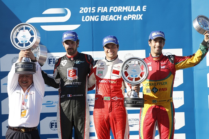 Formula E Long Beach 2015 podio Piquet Vergne di Grassi