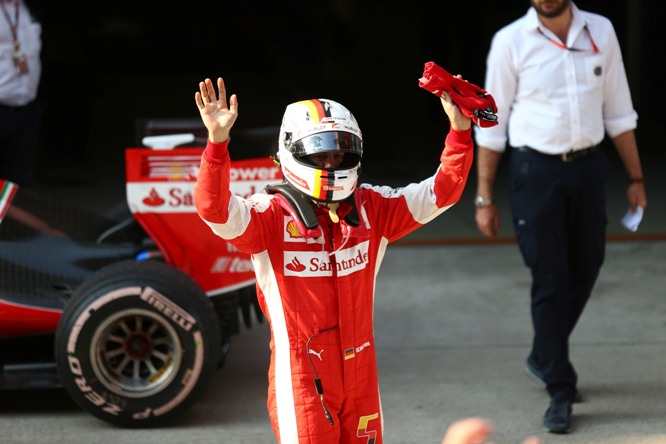 12.04.2015 - Race, 3rd position Sebastian Vettel (GER) Scuderia Ferrari SF15-T