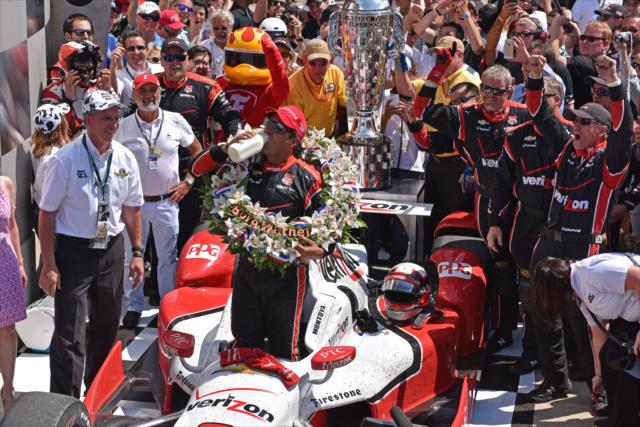 JP Montoya victory lane Indy 500 2015