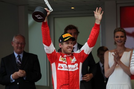24.05.2015- Podium, 2nd Sebastian Vettel (GER) Scuderia Ferrari SF15-T