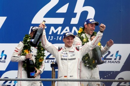 Podium, Nico Hulkenberg, #19 Porsche Team Porsche 919 Hybrid14.06.2015. Race