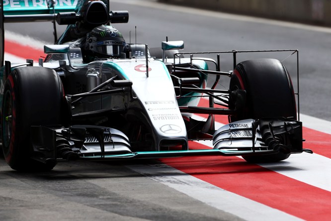 Nico Rosberg (GER) Mercedes AMG F1 W06 running sensor equipment.24.06.2015.