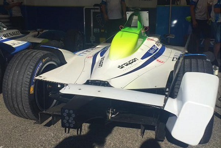 Vettura Trulli danneggiata Formula E Mosca 2015