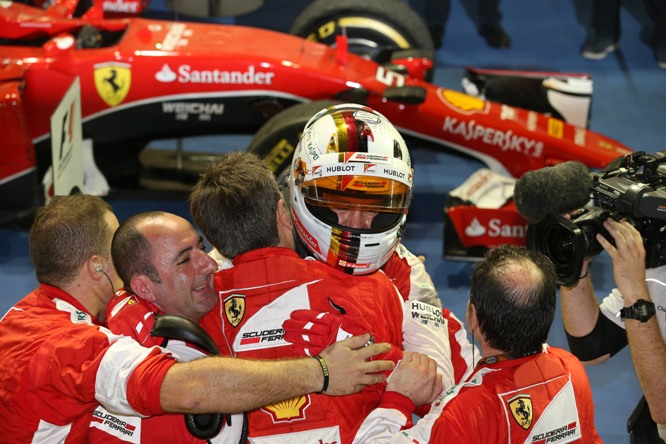 20.09.2015 - Race, Sebastian Vettel (GER) Scuderia Ferrari SF15-T race winner