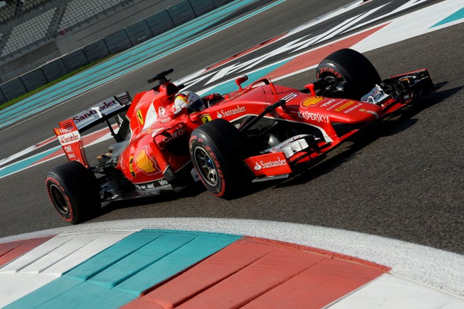 Ferrari Vettel test Pirelli Abu Dhabi 2015