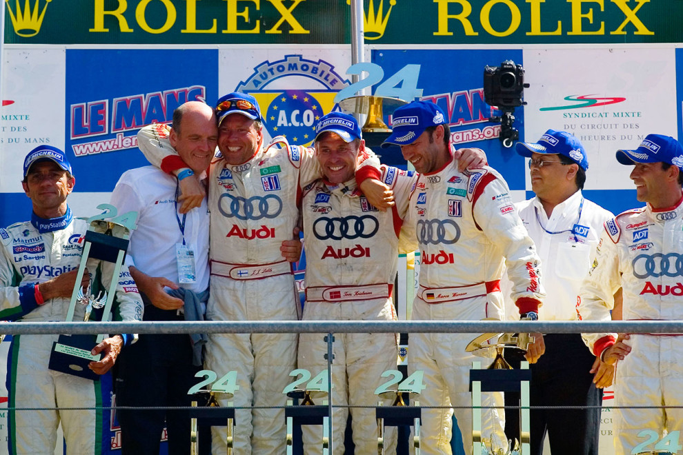 Le Mans podio 2005 Lehto-Kristensen-Werner