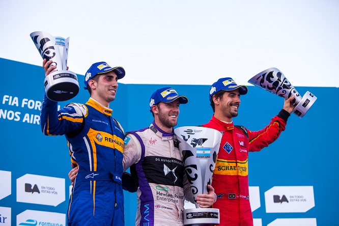 Formula E Buenos Aires 2016 podio Buemi Bird di Grassi