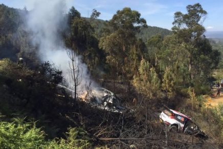 Wrc Rally Portogallo 2016 Ford Tanak e incendio Hyundai Paddon