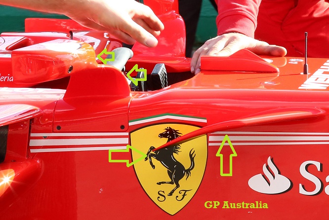 Ferrari specchietti e deflettori GP Australia 2017