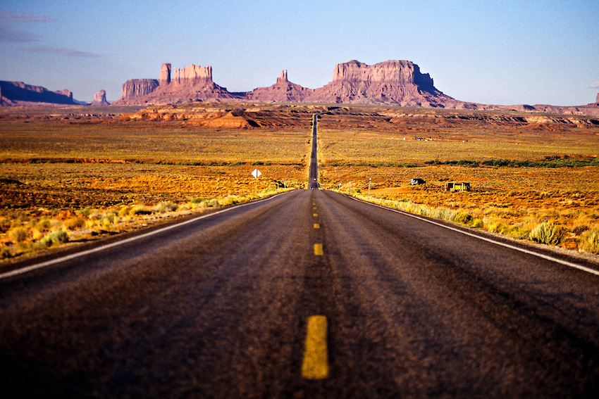 U. S. Route 163 approaching Monument Valley, Utah/Arizona border USA