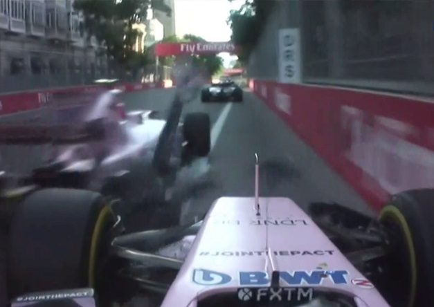 Ocon crash Perez moviolone azerbaijan 2017