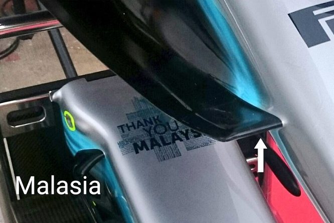 Mercedes turning vanes GP Malesia 2017