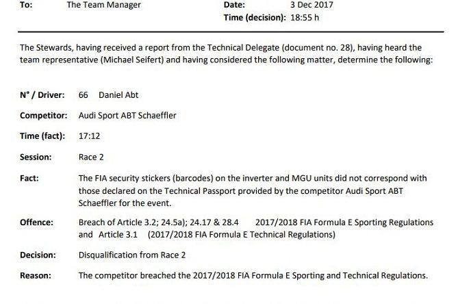 Formula E Hong Kong Abt squalificato