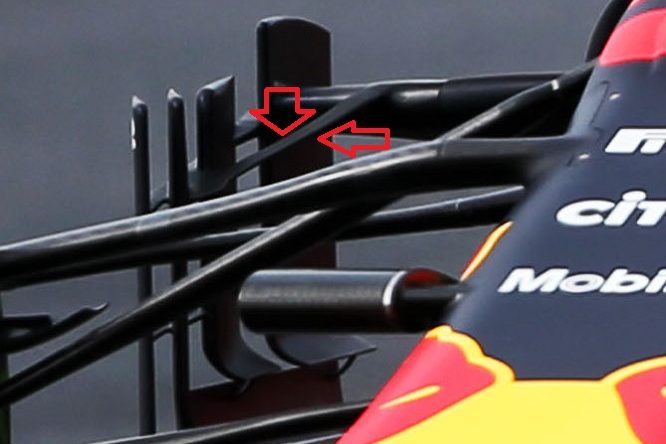 Red Bull RB14 rinforzo deviatori di flusso test Barcellona 1 2018