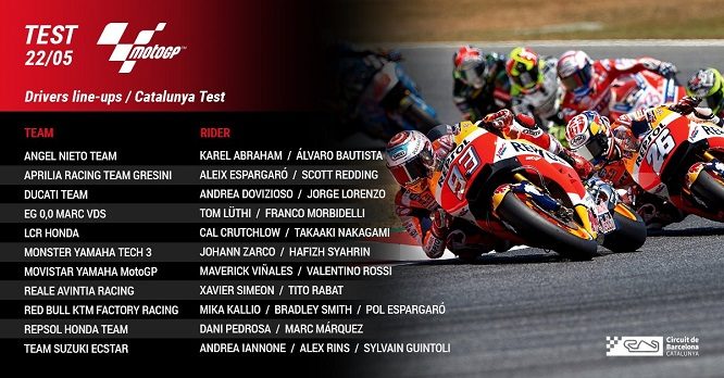 Line-up Montmelò test MotoGP maggio 2018