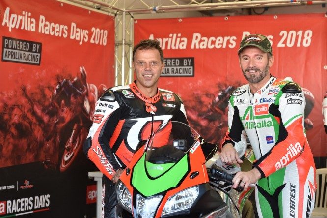 Aprilia, Biaggi e Capirossi sulla RSV4 al Mugello