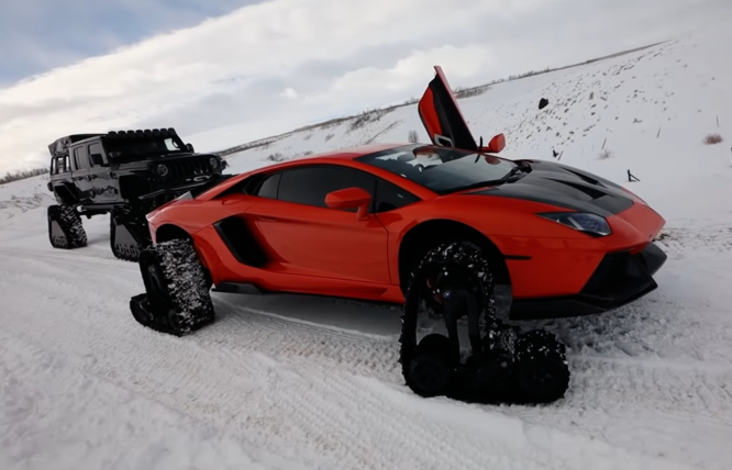 Lamborghini Aventador, sulla neve è un disastro