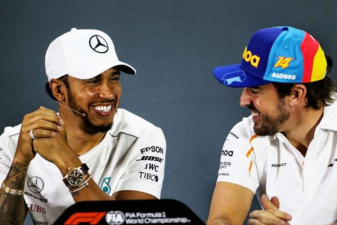 Monte Carlo, conferenza show: Hamilton con Alonso, Verstappen con Vettel