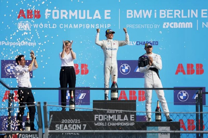 E-Prix Berlino-2 Formula E podio Mondiale De Vries Mortara Wolff Dennis