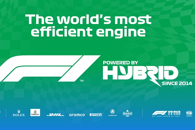 F1 gonfia il petto: ‘Hybrid’ nel nuovo logo